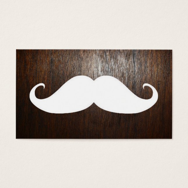 Funny White Mustache auf Eichenholzhintergrund (Vorderseite)