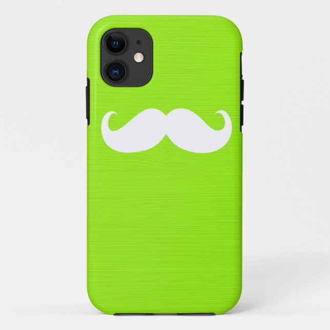 Funny White Mustache auf Gelbgrünem Hintergrund Case-Mate iPhone Hülle (Rückseite)