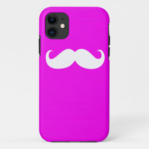 Funny White Mustache auf rosa Hintergrund iPhone 11 Hülle