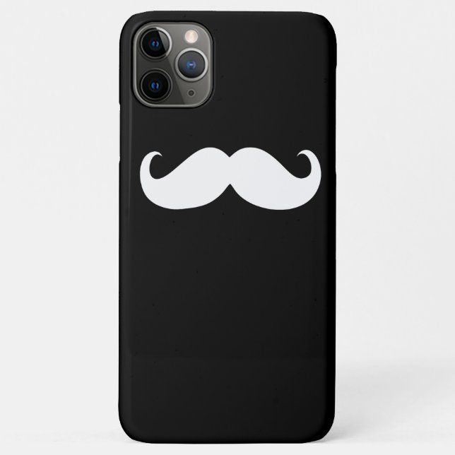 Funny White Mustache auf schwarzem Hintergrund Case-Mate iPhone Hülle (Rückseite)