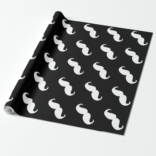 Funny White Mustache Geschenkpapier (Ungerollt)