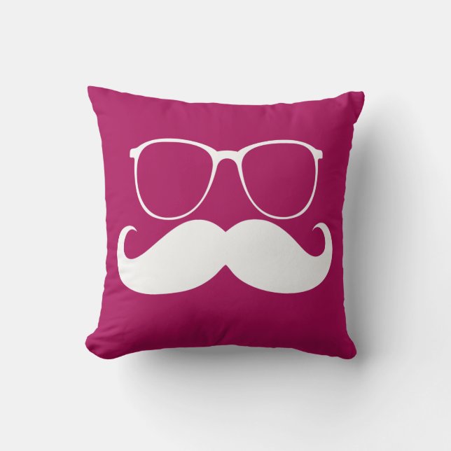 Funny White Mustache Kissen (Vorderseite)