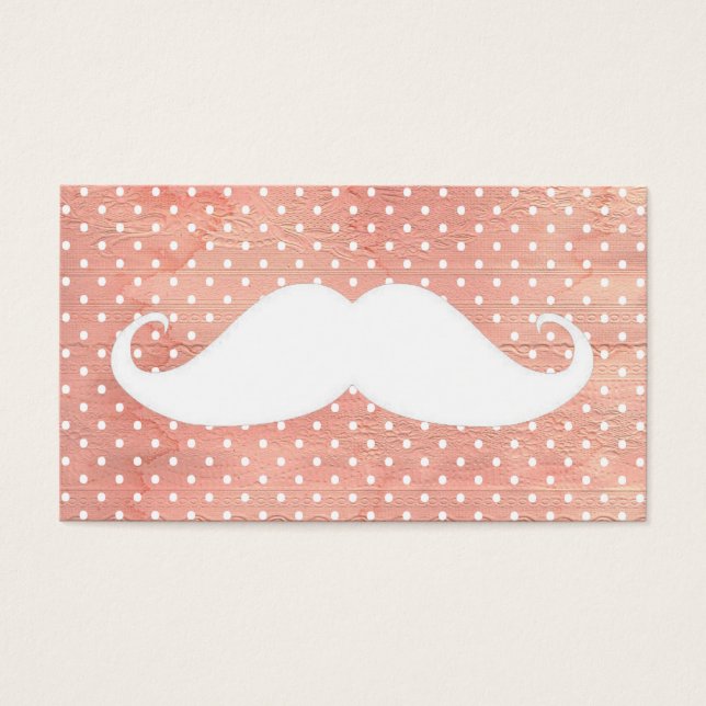 Funny White Mustache on Pink Polka Dots Muster (Vorderseite)