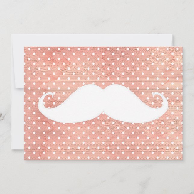 Funny White Mustache on Pink Polka Dots Muster (Vorderseite)