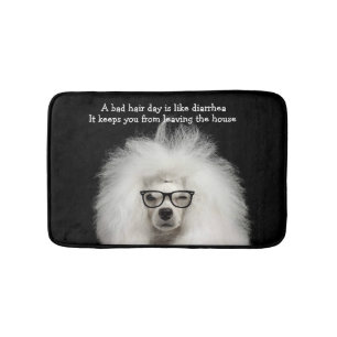 Funny White Poodle Diarrhoe Bath Mat Badematte