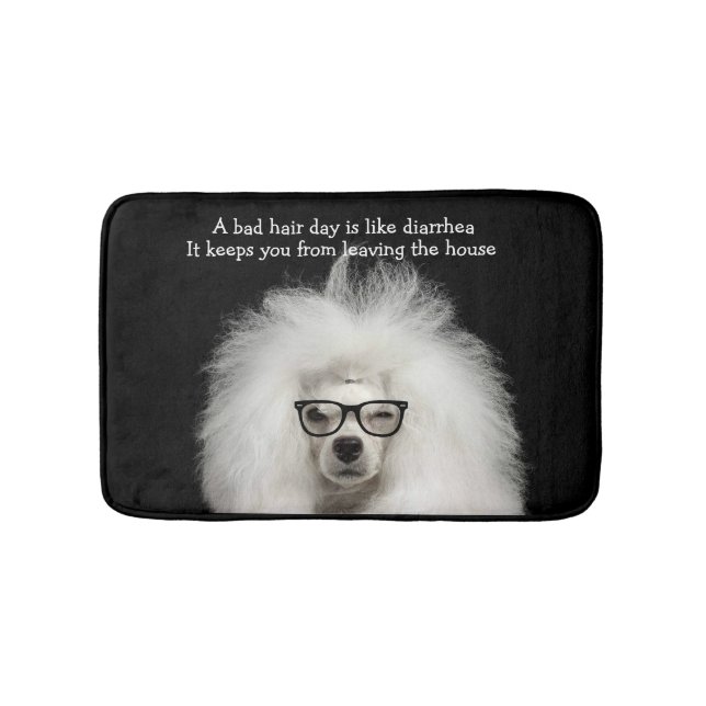 Funny White Poodle Diarrhoe Bath Mat Badematte (Vorderseite)