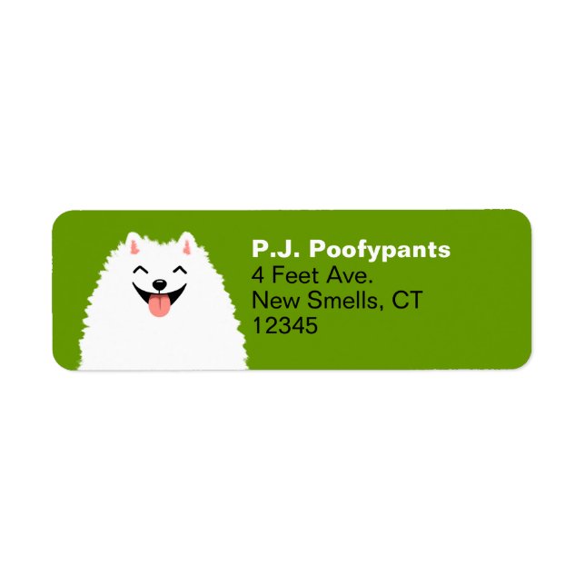 Funny White Spitz Cartoon Dog Rücksendeadresse (Vorne)