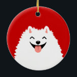 Funny White Spitz Cartoon Dog Weihnachten Keramikornament<br><div class="desc">Weihnachtsschmuck im Weißen Spitz. Dieses fröhliche Pom-Urlaubssornament macht ein lustiges Geschenk und einen wertvollen Sake,  um auf dem Weihnachtsbaum für die nächsten Jahre zu sehen. Besuchen Sie Jenn’s Doodle World für noch mehr Hunde,  die Urlaubsgeschenke züchten und die Weihnachtsdekorationen der Liebhaber von Haustieren geniessen.</div>