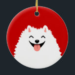 Funny White Spitz Cartoon Dog Weihnachten Keramikornament<br><div class="desc">Weihnachtsschmuck im Weißen Spitz. Dieses fröhliche Pom-Urlaubssornament macht ein lustiges Geschenk und einen wertvollen Sake,  um auf dem Weihnachtsbaum für die nächsten Jahre zu sehen. Besuchen Sie Jenn’s Doodle World für noch mehr Hunde,  die Urlaubsgeschenke züchten und die Weihnachtsdekorationen der Liebhaber von Haustieren geniessen.</div>