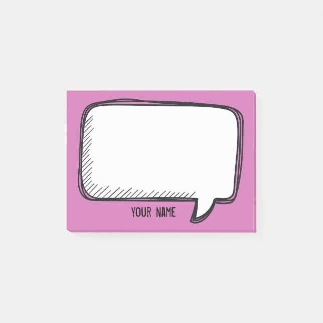 Funny White Talk Blase Fuchsia Personalisierter Na Post-it Klebezettel (Vorderseite)