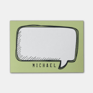 Funny White Talk Blase über grünen Personalisierte Post-it Klebezettel