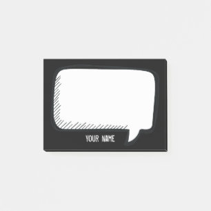 Funny White Talk Blase über schwarzen Personalisi Post-it Klebezettel