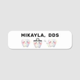 Funny White Teeth Dentistry Name Tag Namensschild