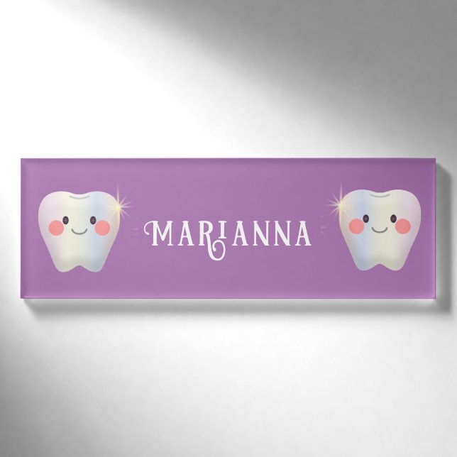 Funny White Teeth Dentistry Namenschild (Vorderseite)