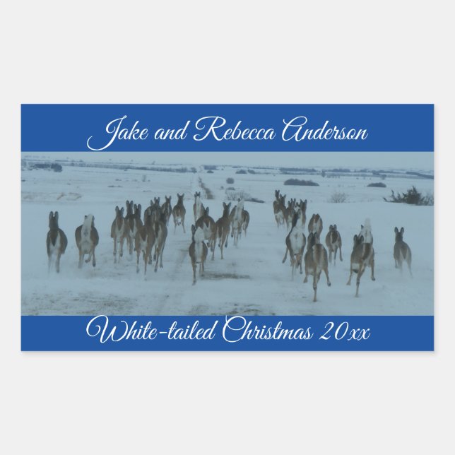 Funny Whitetail DeChristmas Rechteckiger Aufkleber (Vorderseite)