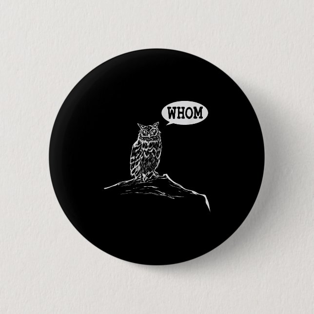 Funny Who Owl Grammar Englischer Button (Vorderseite)