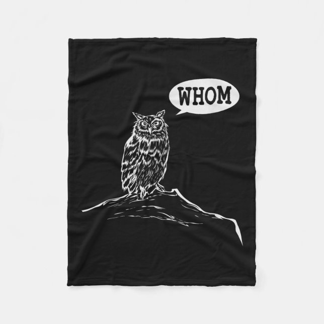 Funny Who Owl Grammar Englischer Fleecedecke (Vorderseite)