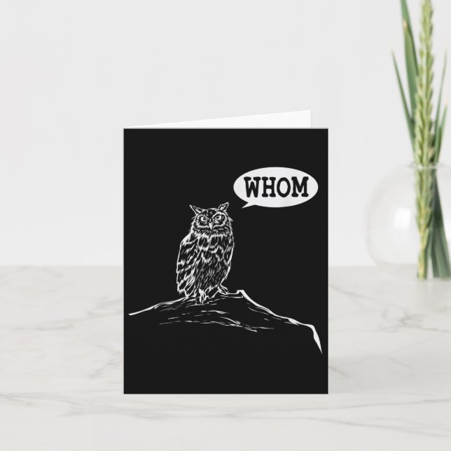 Funny Who Owl Grammar Englischer Karte (Vorderseite)