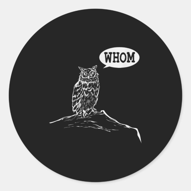 Funny Who Owl Grammar Englischer Runder Aufkleber (Vorderseite)