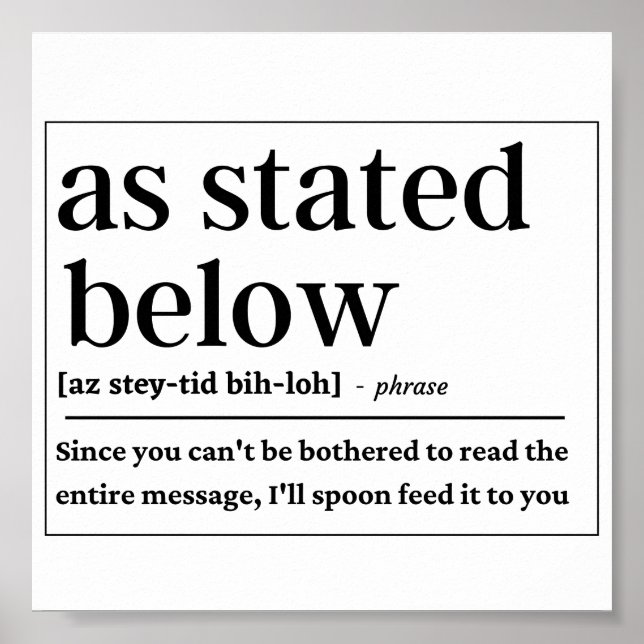 Funny Wie unten definiert Poster (Vorne)