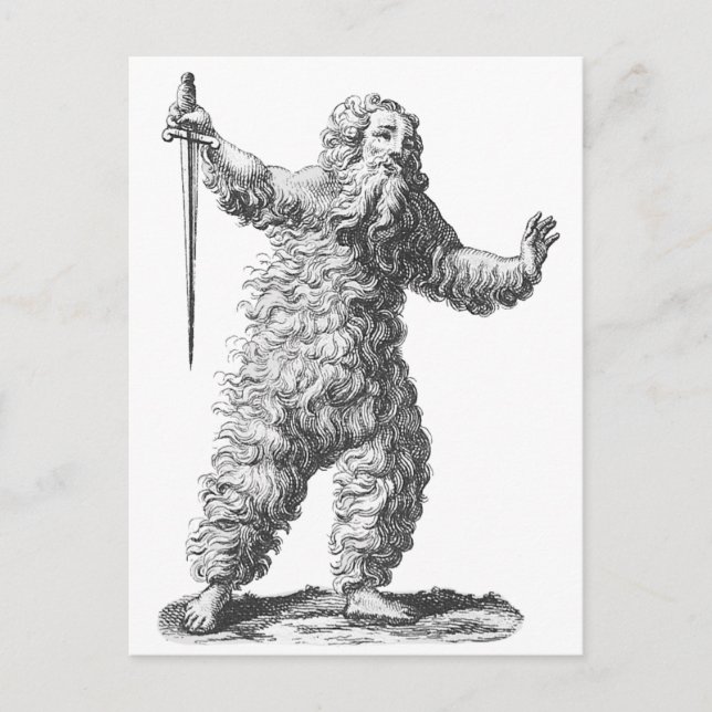 Funny Wild Man on a Rampage - Mittelalterliche Leg Postkarte (Vorderseite)
