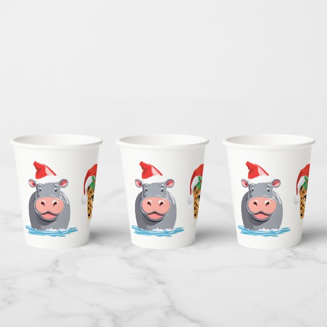 Funny wild Safari Tiere Weihnachten Kostüm Pappbecher (Multi)
