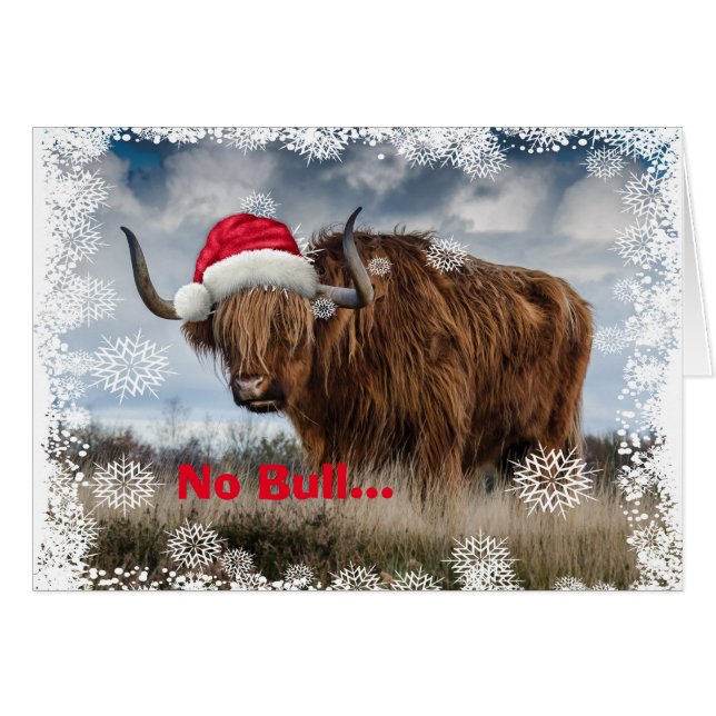 Funny Wild Yak Weihnachtsmannmütze Weihnachtskarte (Vorderseite (Horizontal))