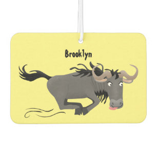 Funny wildebeam läuft Cartoon Illustration Autolufterfrischer