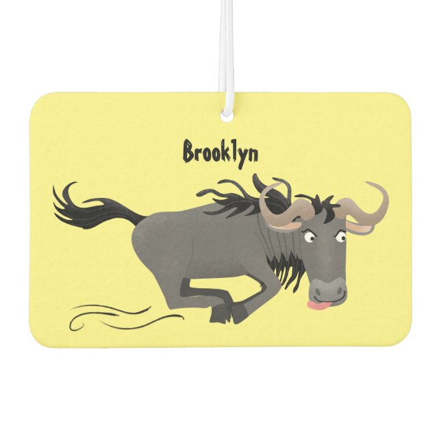 Funny wildebeam läuft Cartoon Illustration Autolufterfrischer (Vorderseite)
