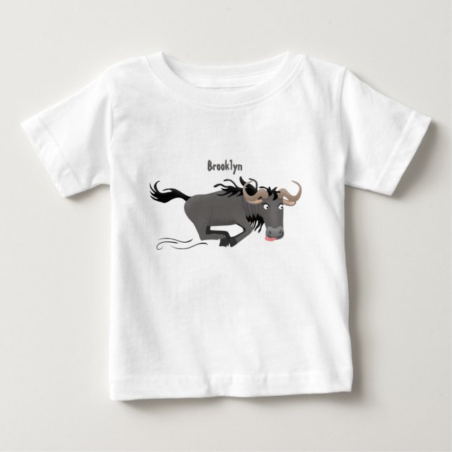 Funny wildebeam läuft Cartoon Illustration Baby T-shirt (Vorderseite)