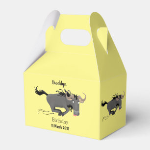 Funny wildebeam läuft Cartoon Illustration Geschenkschachtel