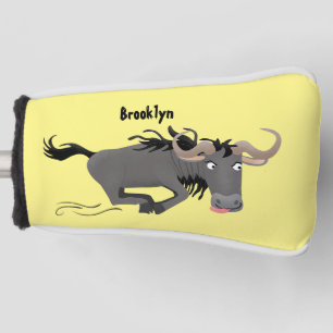 Funny wildebeam läuft Cartoon Illustration Golf Headcover