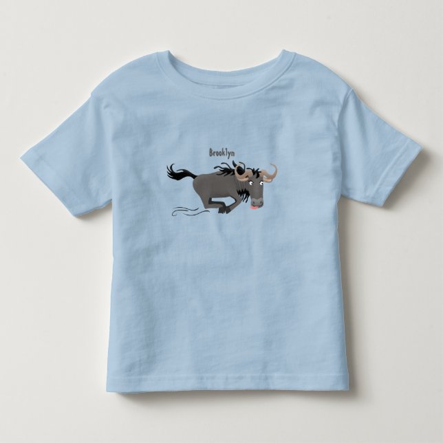 Funny wildebeam läuft Cartoon Illustration Kleinkind T-shirt (Vorderseite)