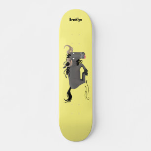 Funny wildebeam läuft Cartoon Illustration Skateboard