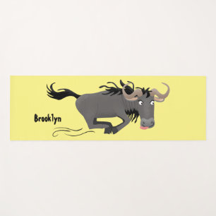 Funny wildebeam läuft Cartoon Illustration Yogamatte