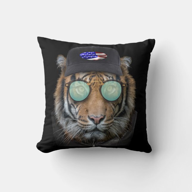 Funny Wildlife gekleidet Funny Bengalisch Tiger Kissen (Vorderseite)