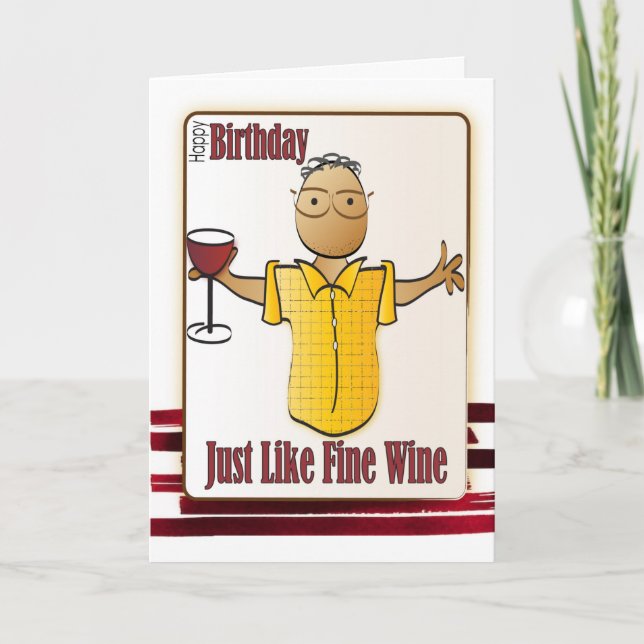 Funny Wine Cartoon Ethnic Sweet Birthday Karte (Vorderseite)