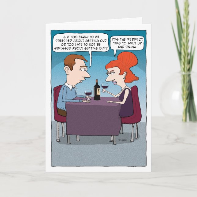 Funny Wine Drink for Stress Relief Birthday Karte (Vorderseite)