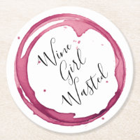 Funny Wine Girl WastRound Paper Untersetzer