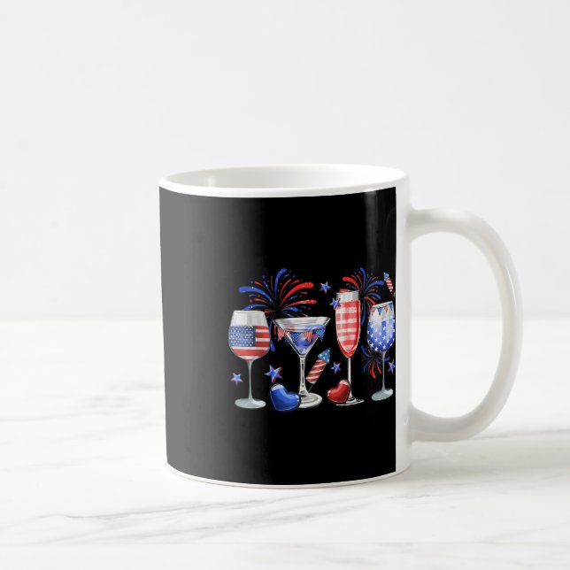 Funny Wine Gl Red White Blue Feuerwerk Happy 4. Kaffeetasse (Rechts)