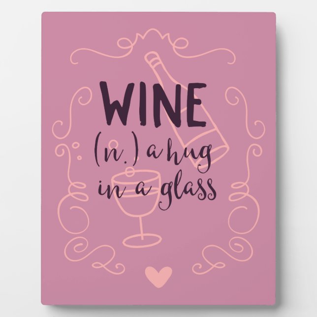 Funny Wine ist ein Schluck in einem Glas Fotoplatte (Vorderseite)