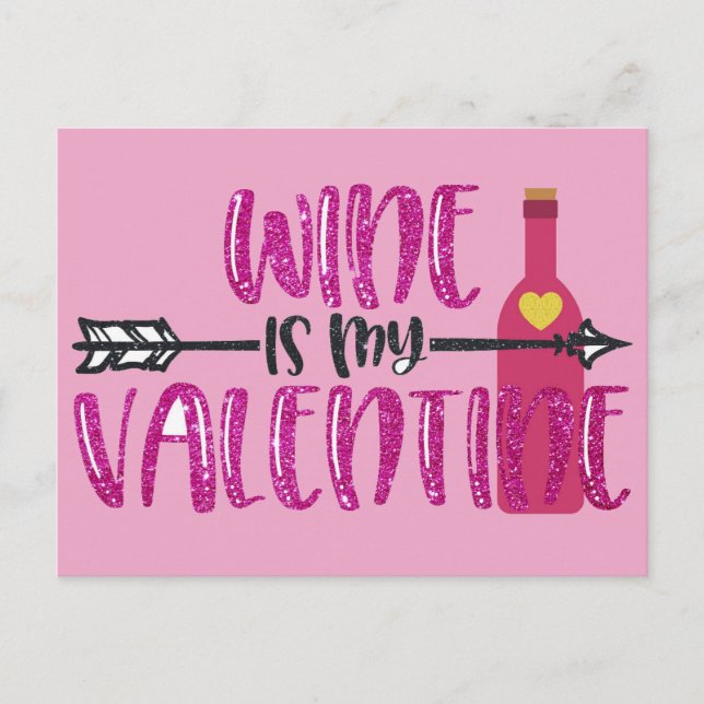 Funny Wine ist mein Valentine Postkarte (Vorderseite)