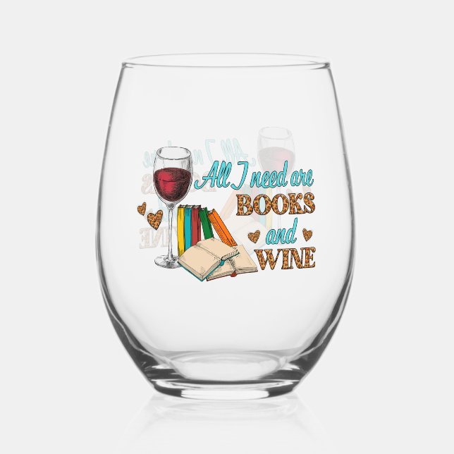 Funny Wine Lover/Bücher Weinglas Ohne Stiel (Vorderseite)
