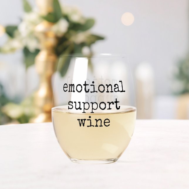 Funny Wine Lover emotionale Unterstützung Wein Gla Weinglas Ohne Stiel (Insitu (Hochzeit))