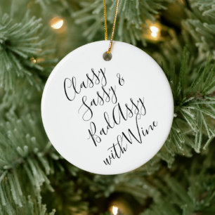 Funny Wine Lover Weihnachten Keramik Ornament