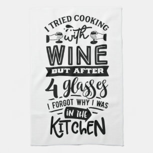 Funny Wine Lovers Zitat zum Kochen  Geschirrtuch