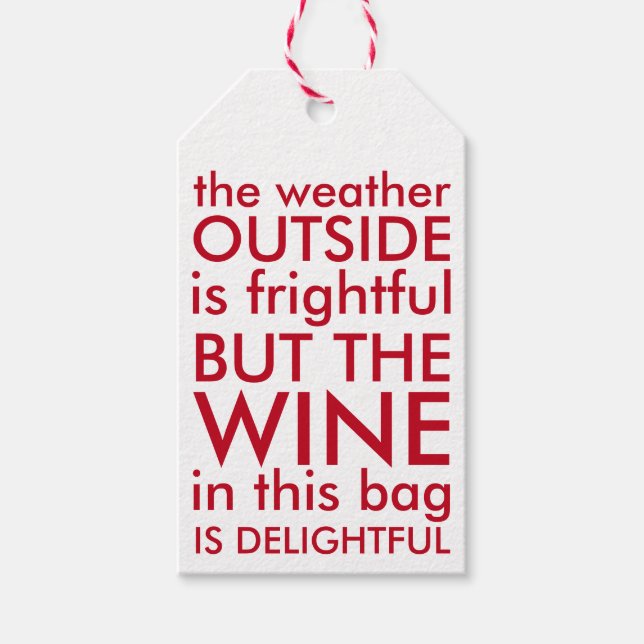 Funny Wine Red and White Christmas Geschenkanhänger (Vorderseite)