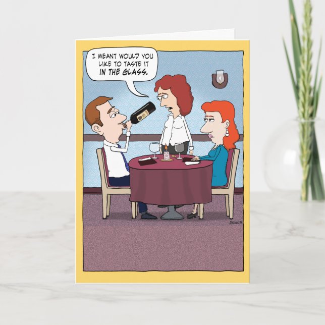Funny Wine Taster Geburtstagkarte Karte (Vorderseite)
