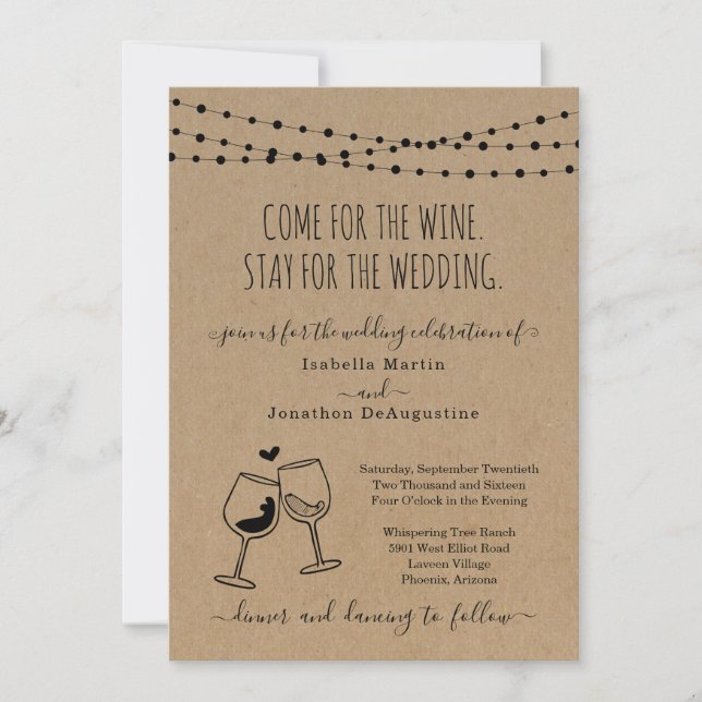 Funny Wine Thema Hochzeit Einladung (Vorderseite)