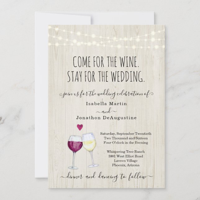 Funny Wine Thema Hochzeit Einladung (Vorderseite)